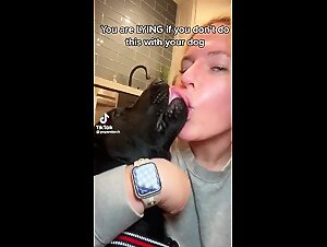 Woman and dog in intense passion