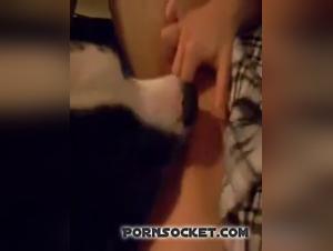 Raw sensory exploration: dog and man in hardcore climax