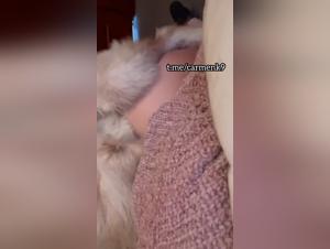Intense licking of the pussy by a dog