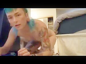 Zoophilia video with a young tattooed punk and a dog