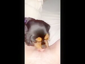 Bestiality scene with a dog and a woman