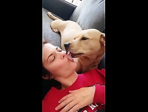 Passionate cuddles with my dog