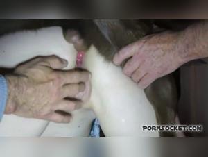 Double penetration and overflowing sperm: The dog controls the woman in this sultry part