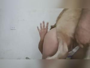 Animal domination: the dirt of a dog on a revealed woman