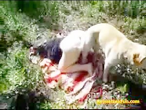 Check out this adventurous woman in a dog sex video